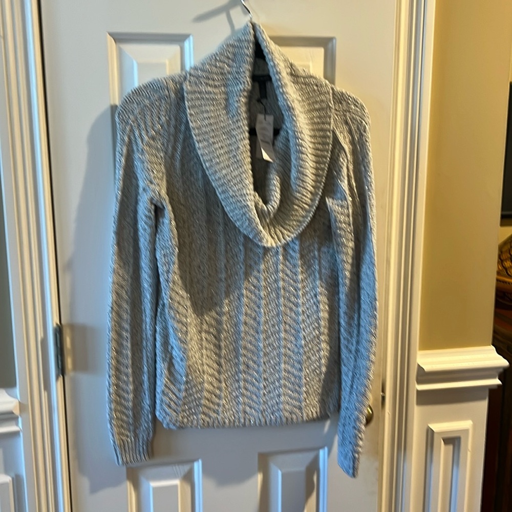 WHBM sweater. Cowl neck 26”long. Silver with a little sparkle